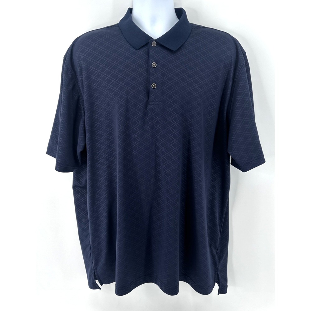 CHASE54 Golf Polo Shirt Men 2XL Navy Geometric Performance Casual